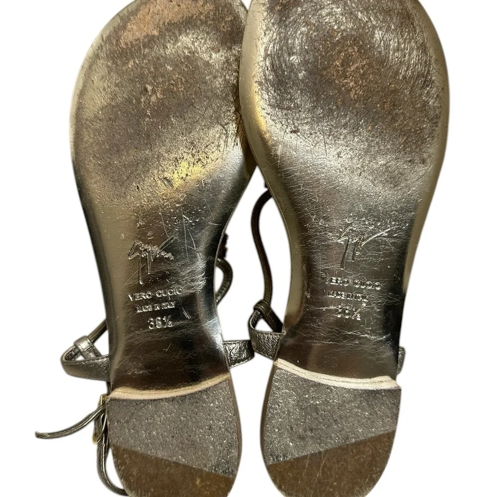 Elegant Silver Sandals with Green Gemstone
